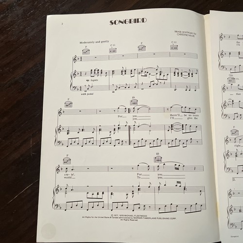 1978 Fleetwood Mac Sheet Music Songbird Rumors Christie McVie Stevie Nicks WB - Picture 2 of 7