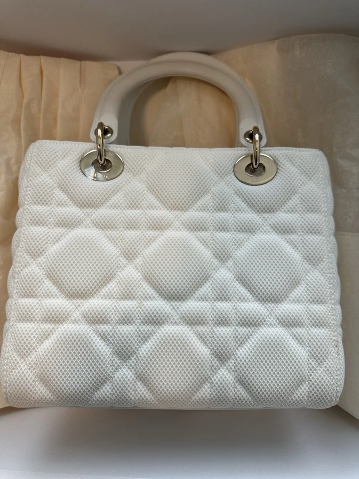 Christian Dior Cannage Bag Medium White Mesh - Image 4 of 4
