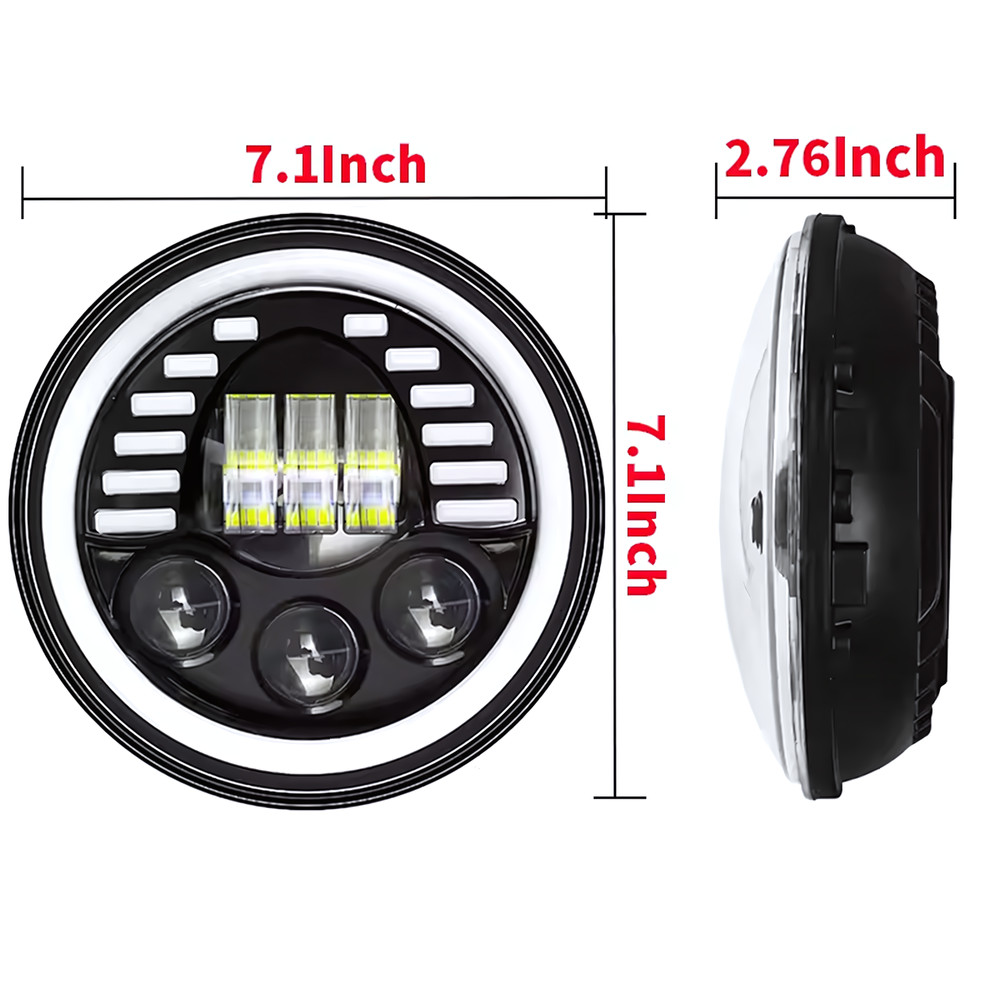 Chrome 7 inch Round Halo H4 LED Headlights For Jeep Wrangler JK TJ CJ JL 97-2018 thumbnail 6