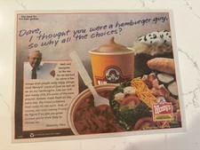 Vintage Rare Dave Thomas I Thought You Were a hamburger Guy! Cool Paper Placemat