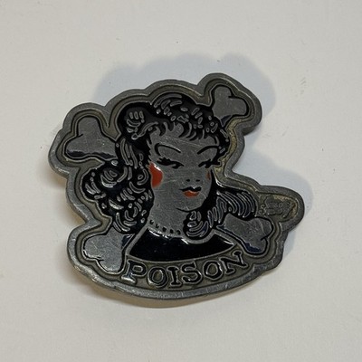 Vintage Sailor Jerry Poison Girl Skull Crossbones Belt Buckle USA Hit Promo.