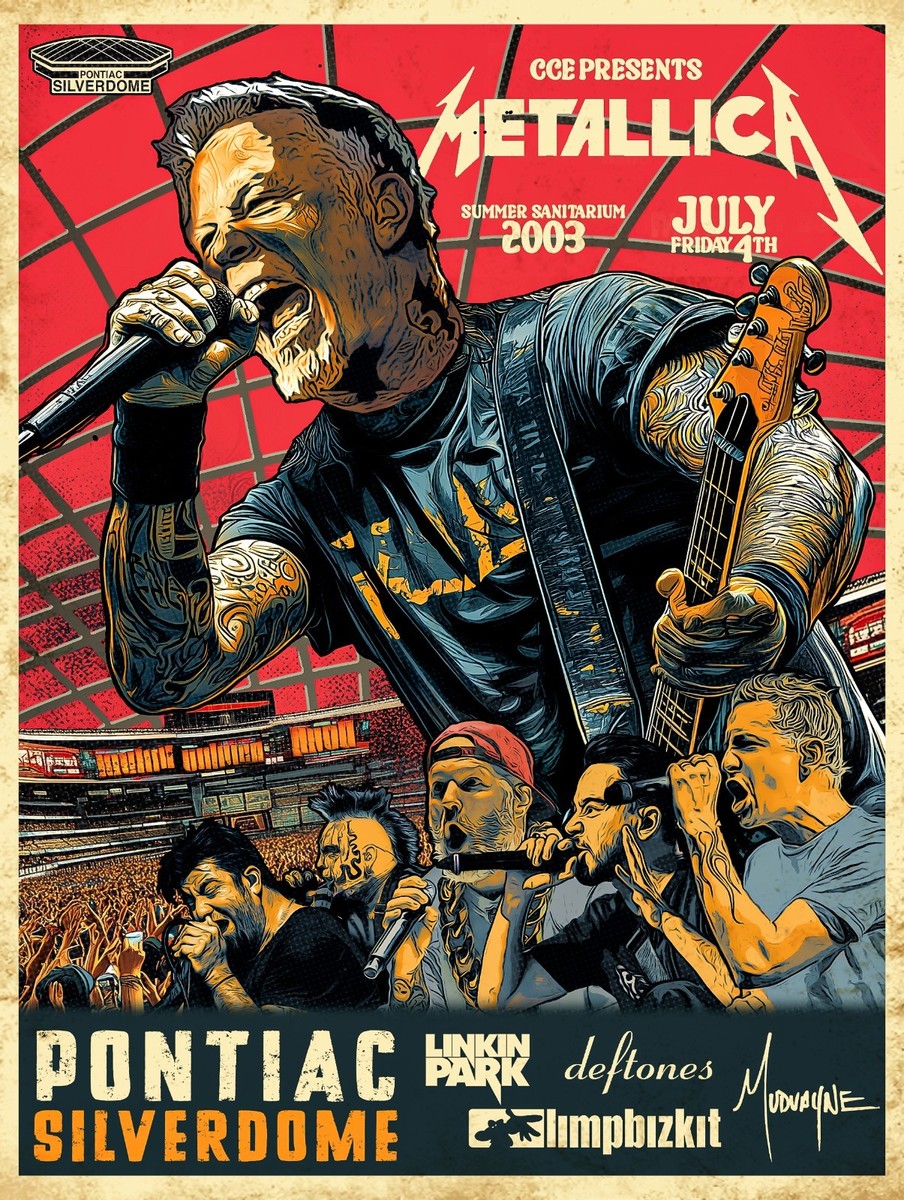 Summer Sanitarium Tour Poster Metallica, Linkin Park, Limp Bizkit