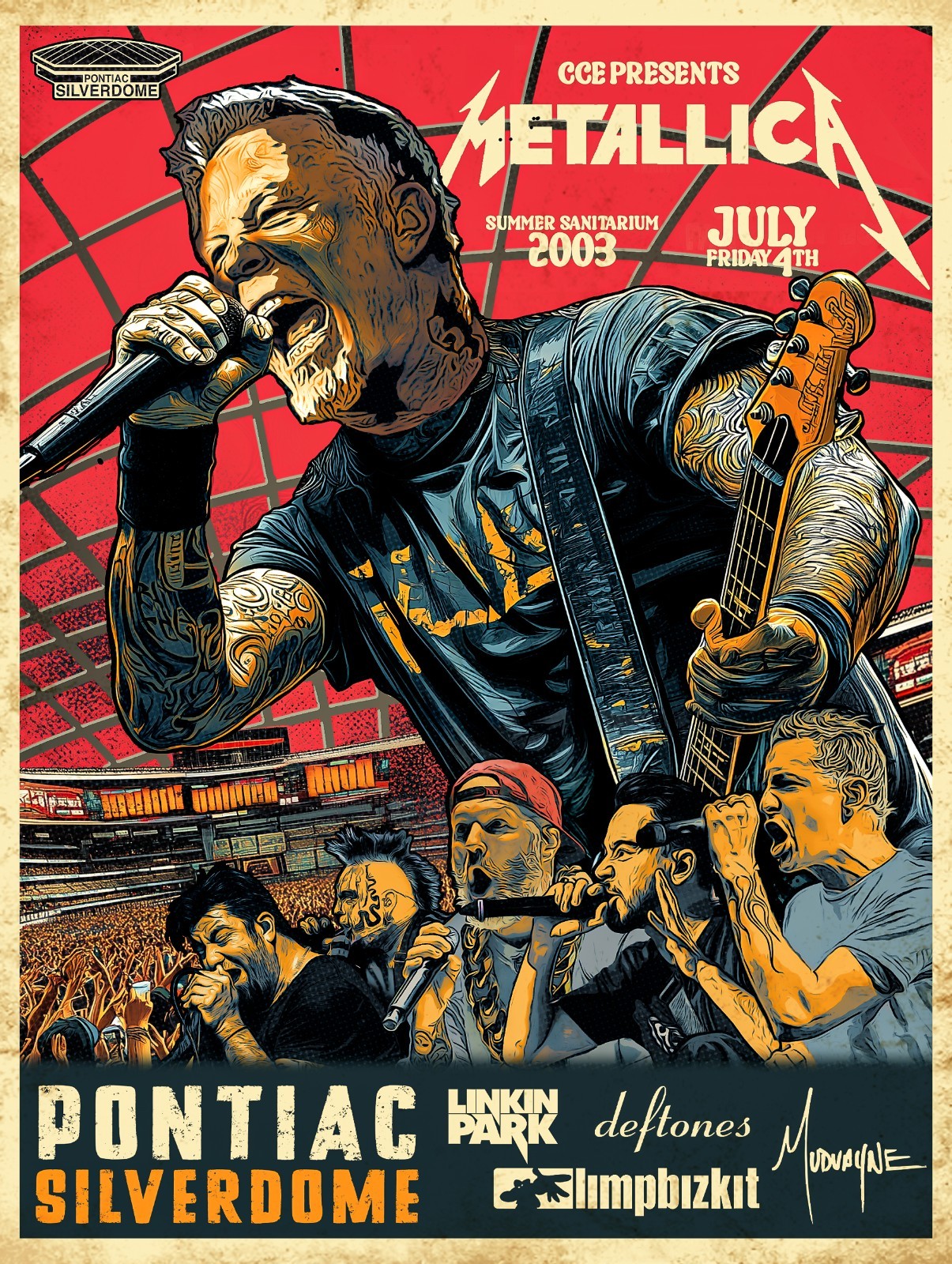 Summer Sanitarium Tour Poster Metallica, Linkin Park, Limp Bizkit, Deftones