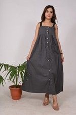 Sleeveless Cotton Long Dress Boho Style Solid Party Wear Outfit for Women dress