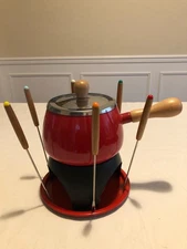 Vintage Himark Fondue Set Apple Red  Item I5-4486 
