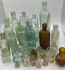 Job Lot Collection Glass Bottles Chemist Coffee Ink Bovril Tonic Jeyes