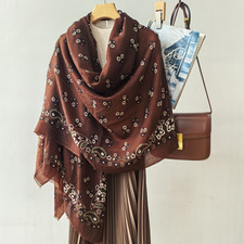 100 Wool Scarf Neckerchief Shawl Bandanna 200X100cm clusters print Square Wrap