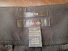 Womens Size 10 Pull on Stretch Black Pants with Brass buttons on Legs — photo 3