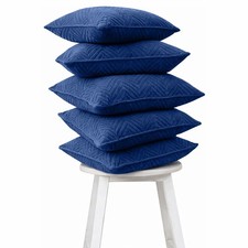 Image of Quilted Velvet 5 Cushion Covers 18x18 Sofa Bed Throw Quilted Filled Cushions UK