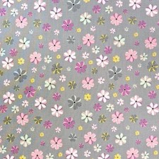 LINED WINDOW VALANCE CURTAIN 42 X 15 SPRING PINK GRAY FLORALS FLOWER