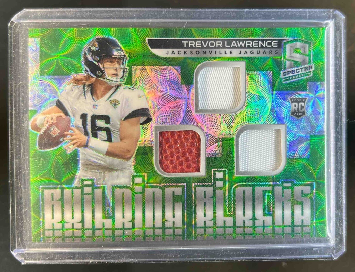 Trevor Lawrence Panini Spectra Building Blocks Relics #BBTL Neon Green
