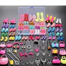 70pcs Items For Barbie Doll Jewellery Accessories Dresses Shoes Clothes Set