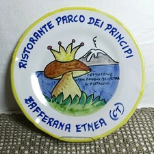 Ristaurante Buon Ricordo Solimene Vietri Plate Italy 9” Mushroom Fettuccine 2004