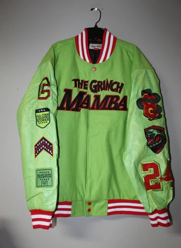 New LA Lakers Kobe Bryant 24 Grinch real wool embroidery jacket men's XL