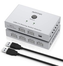 AVMTON KVM USB Sharing Switch Selector 2.0, USB Switch 2 in 4 Out 3.0 Fast Speed