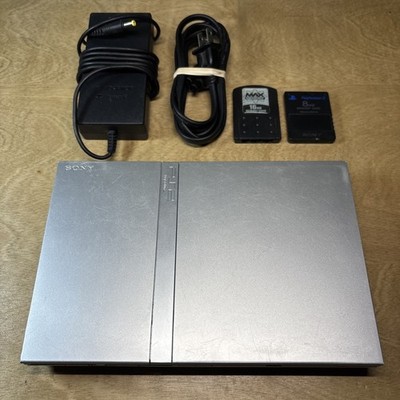 PlayStation 2 Slim Silver With Memory Cards READ DESCRIPTION