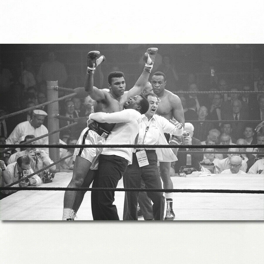 Toile vintage boxe Mohamed Ali 50x70 cm pour decoration murale salon