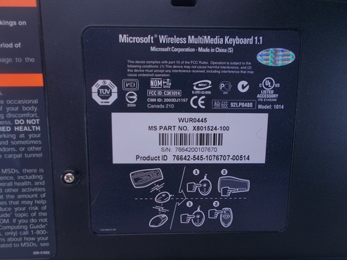 Microsoft Wireless Multi-Media Keyboard 1.1 1014 WUR0445 Keyboard - Picture 9 of 11