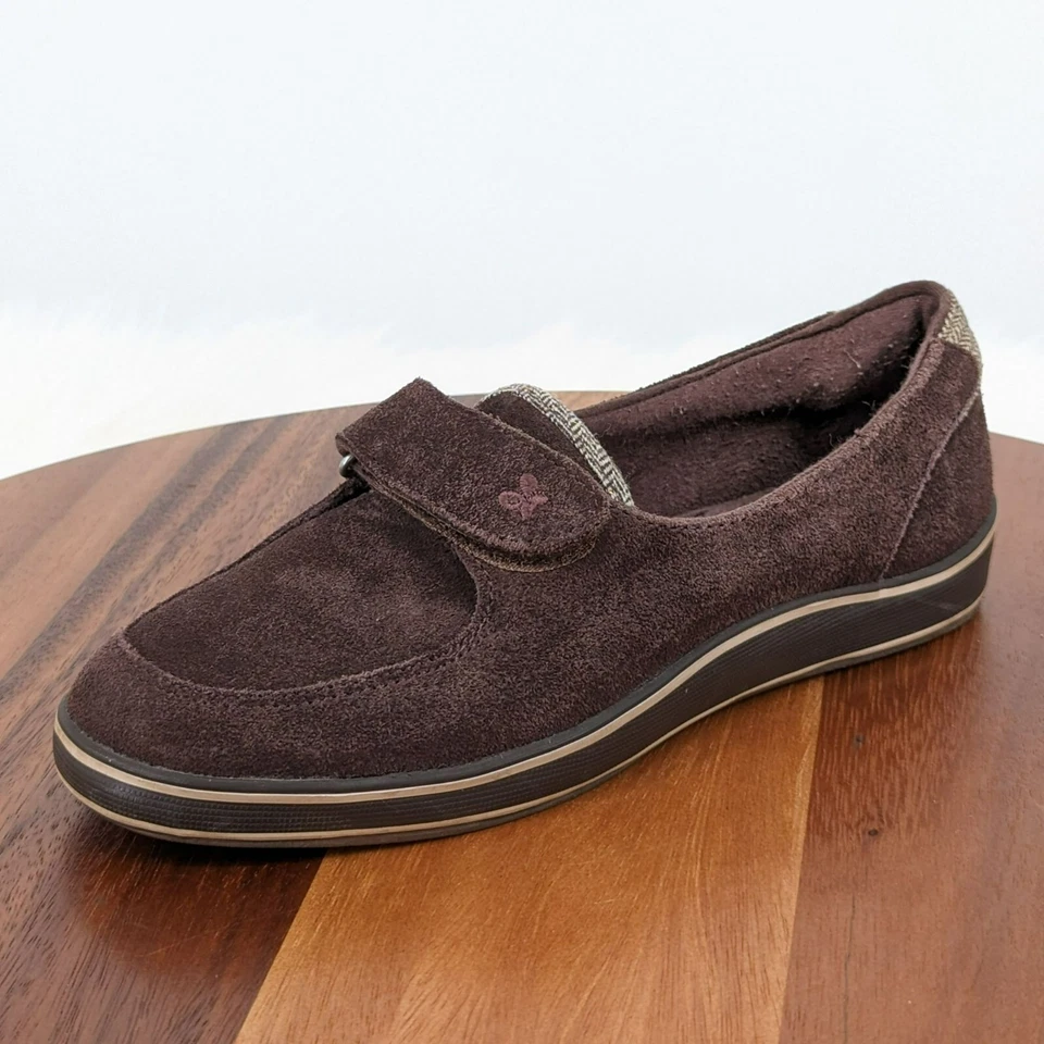 Мокасины Grasshoppers 6 шоколадно-коричневые замшевые металлик шеврон крючок и петля закрываются - Изображение 4 из 4