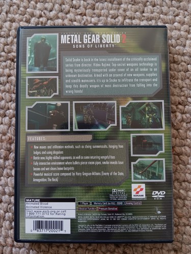 Metal Gear Solid 2 Sons of Liberty (PlayStation 2 PS2) CIB Complete! - Picture 2 of 3