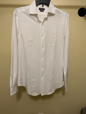 Men's Van Heusen Slim Fit Stretch Button Up Long Sleeve Shirt - White -  14-14.5 | eBay