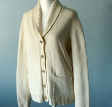 Ralph Lauren Cardigan Sweater Size Large 100% Cotton Shawl Neck Gold Buttons