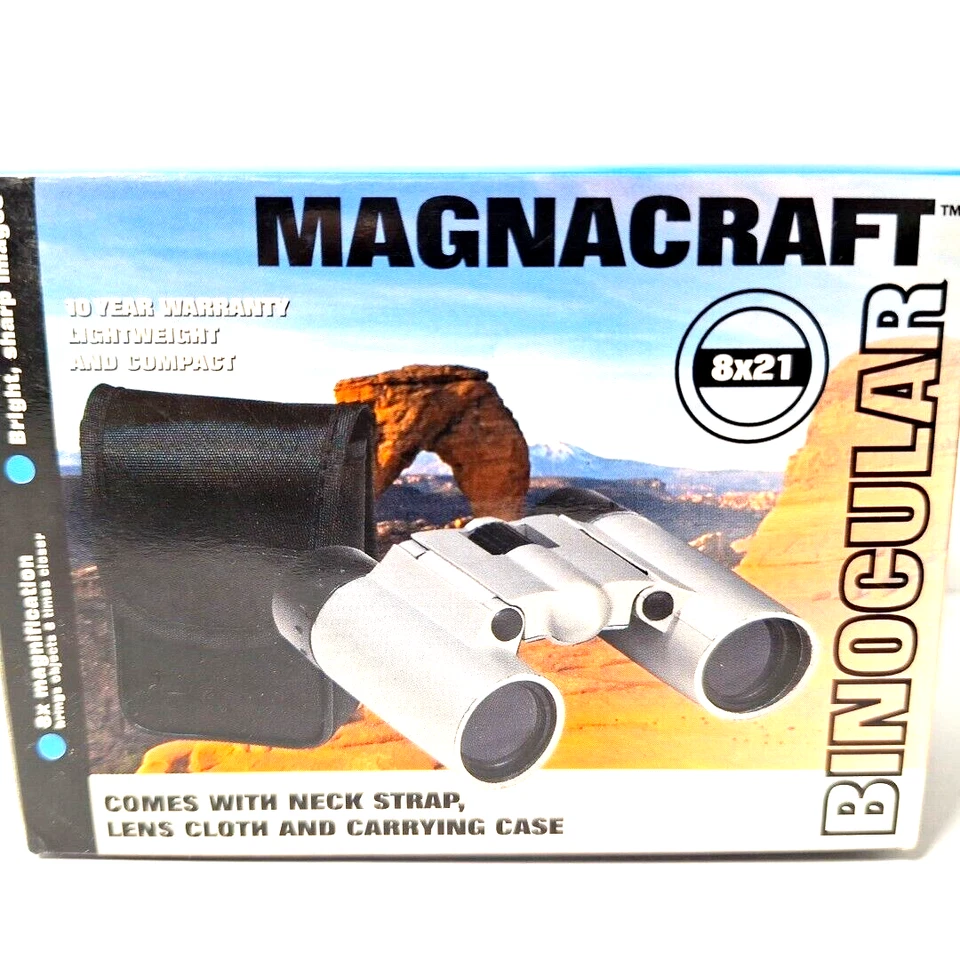 MAGNACRAFT 8x21 Binoculars With Neck Strap And Carrying Case Small Compact Size - Image 2 of 4