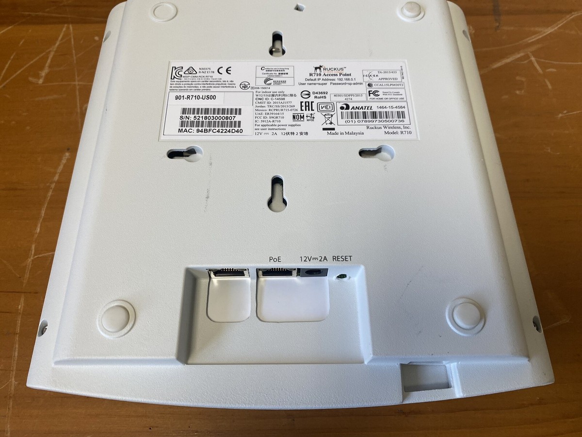 Ruckus ZoneFlex R710 Wireless Access Point AP 901-R710-US00 Ruckus ZoneFlex R710 Wireless Access Point AP 901-R710-US00