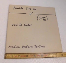 1 pc. *Off-white-Vanilla* 8" Ceramic Floor Tile by Florida Co. Textured, Natura