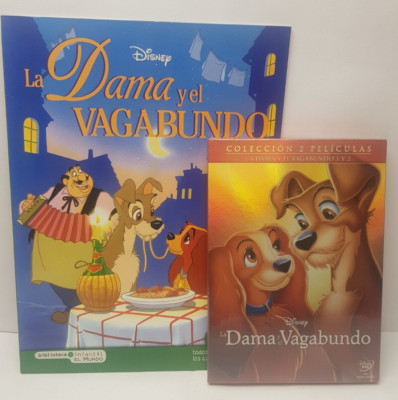 PELICULA DVD WALT DISNEY LA DAMA Y EL VAGABUNDO 1+2 PRECINTADA + COMIC
