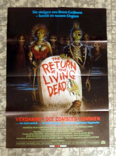 RETURN OF THE LIVING DEAD * VIDEO-POSTER Deutsch 1 Blatt ́86 QUIGLEY Clu GALAGER