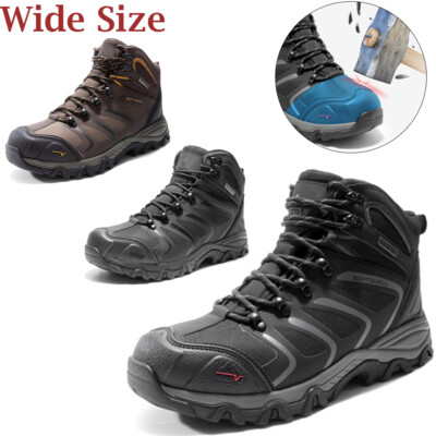 Men Wide Size Work Boots Steel Toe Cap Waterproof Safety Hiking