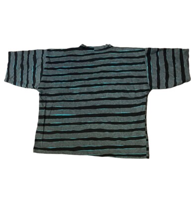 「vintage」80s QUIKSILVER 初期 総柄ボーダー ビッグサイズ Vintage 80s Quiksilver Striped Single Stitch T-shirt (Blue,Grey