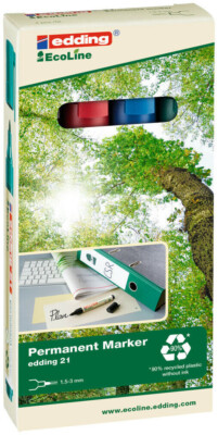Edding 21 EcoLine Permanentmarker Stift, umweltfreundlich, nachfüllbar, verschiedene Box 4
