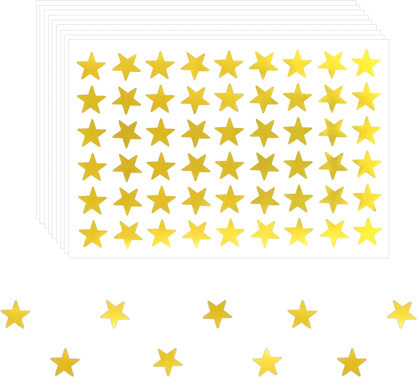 1080Pcs Gold Star Stickers, Small Metallic Removable Star Reward Stickers for Ki