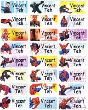 72 SPIDERMAN Custom Waterproof Name Labels-SCHOOL, DAYCARE Buy 5 get 1 FREE 