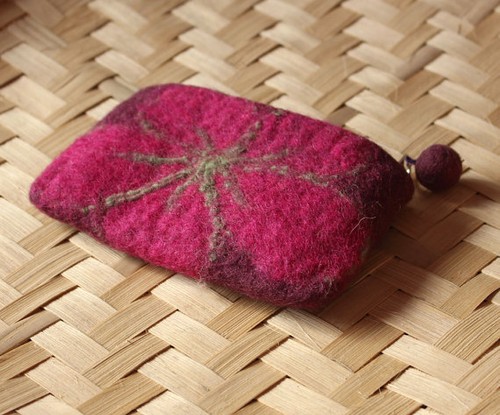 Flower Women's Felt Coin Purse Pouch Nepal 3x5 inches - Picture 14 of 14