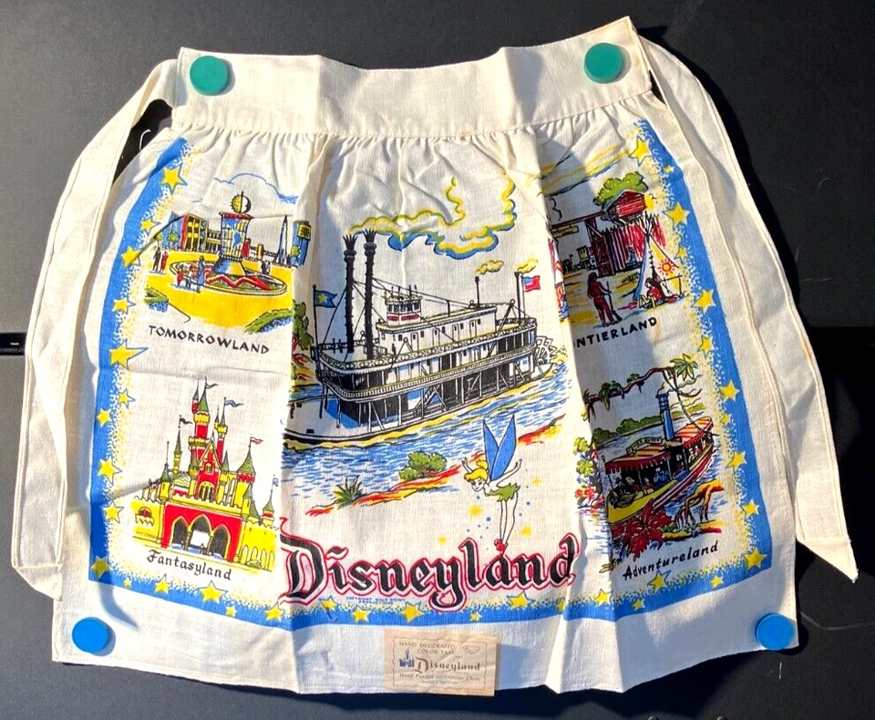 MUY RARO "ASI" 1954/56 "Disneyland" Parque Souvenir - Delantal con Campanilla/Etiqueta Foto 3 de 4