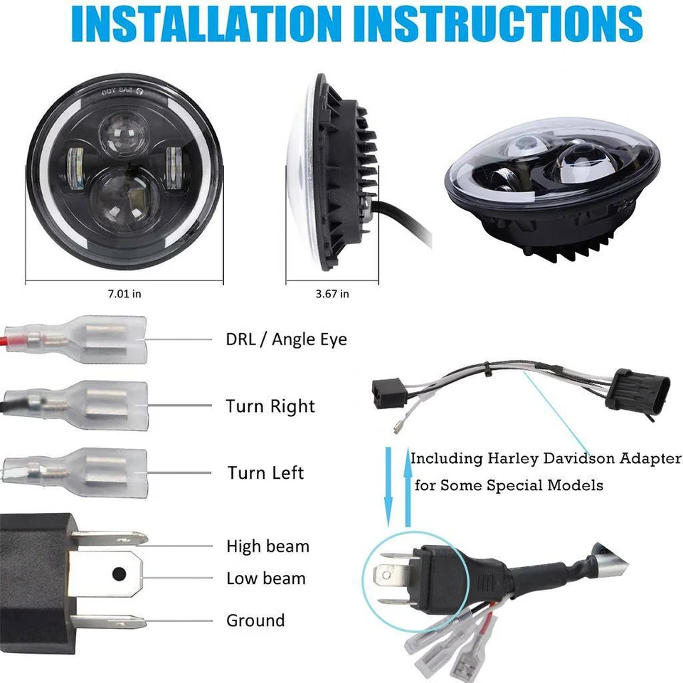 Faro LED intermitente DRL de 7 pulgadas para motocicleta Ducati Monster 2007 Foto 4 de 4