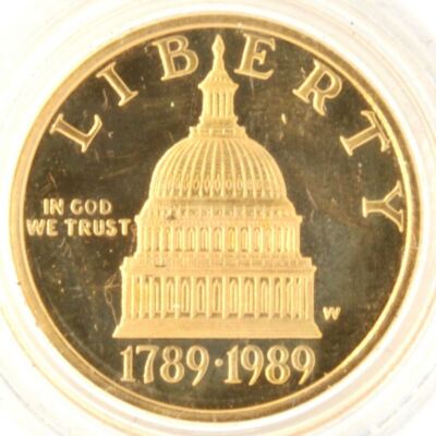 1989 Commemorative US Congressional 3 Coin Proof Set $5 Gold $1
