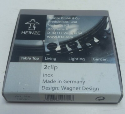 Heinze 2Clip Inox Stainless Steel Clip-On Wine Glass Holder Wagner Design in Box