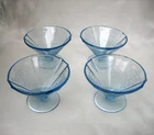 Vintage 1930s Federal MADRID Depression Glass Madonna Blue Sherbets Set of (4)