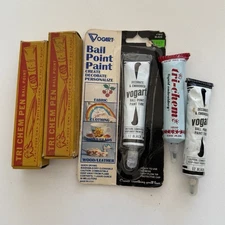 Lot of 5 Vintage Tubes TRI-CHEM, Vogart - Liquid Embroidery Paint