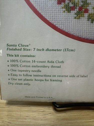 NEW VTG WonderArt Christmas 7" Hoop Counted Cross Stitch Kit Santa Claus #5579 - Picture 4 of 10
