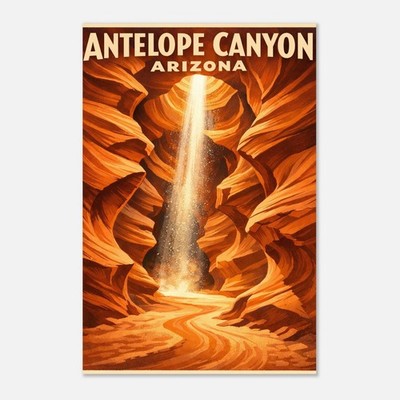 1930s Antelope Canyon Arizona Travel Poster   Southwest WPA Canyon Light Print
