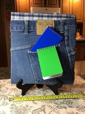 HANDMADE BIG YANK Denim Jeans Photo Picture Album 3 Ring Binder w/Pockets TABLET