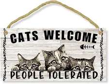 Funny Home Decor Gifts For Women Cat Lovers Posters Cats Themed Signs White