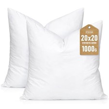 Synthetic Down Pillow Insert, 20x20 Down 20x20 Inch Pack of 2 White