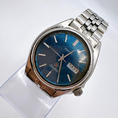 Funktionierendes Seiko SilverWave 4336-8090 blaues Zifferblatt Vintage Quarz ...