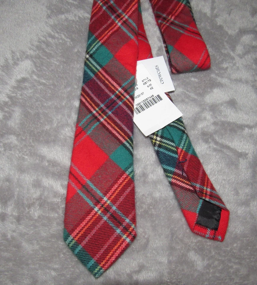 Corbata a cuadros de algodón verde rojo 42" de largo Crewcuts para niños Foto 2 de 4